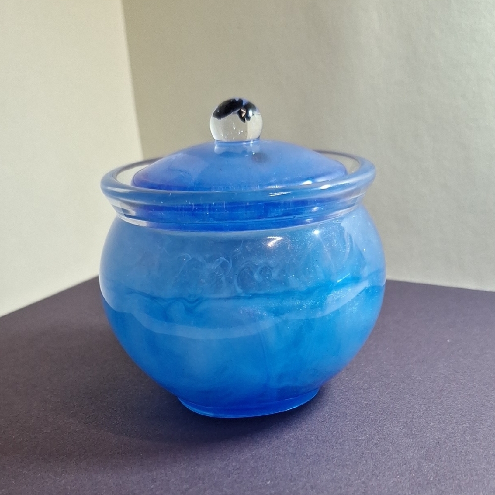 Blue Glass Art Jar